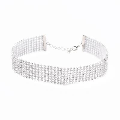 7 Row Crystal Rhinestone Choker Necklace