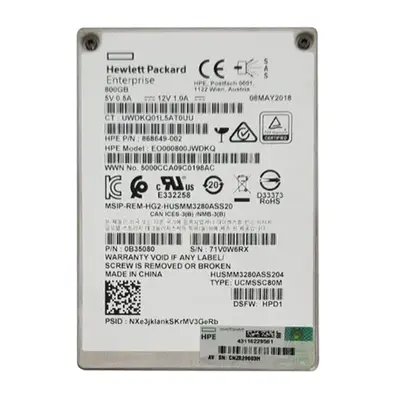 EO000800JWDKQ HP 800GB Multi-Level Cell SAS 12Gb/s Hot Swappable Write Intensive SFF 2.5-Inch Solid State Drive for ProLiant ...