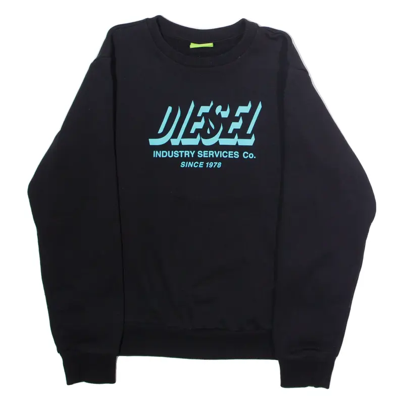 DIESEL Mens Sweatshirt Black Crew Neck L