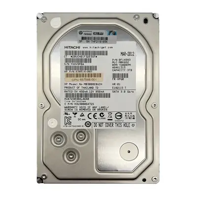 657588-001 HP 3TB 6Gb/s SATA 7200 3.5-inch 64MB Hard Drive