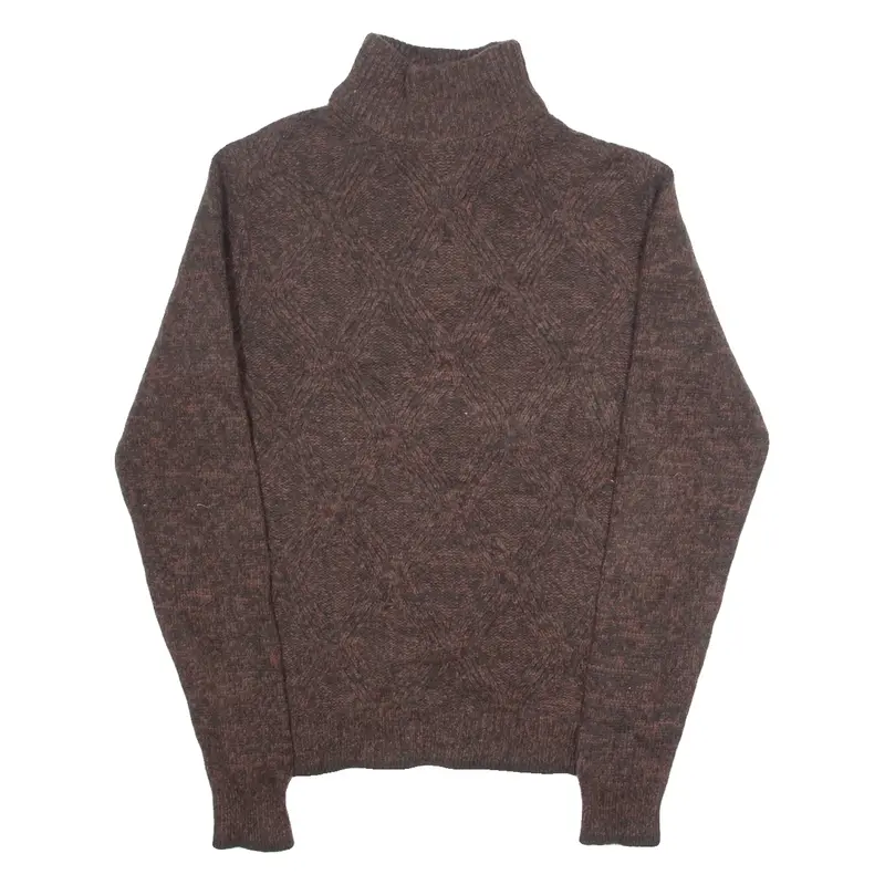 TOMMY HILFIGER Mens Jumper Brown High Neck Tight Knit S