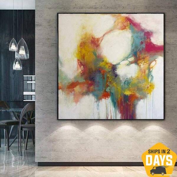 Oversize Colorful Acrylic Paintings On Canvas Abstract Fine Art Modern Wall Art Contemporary Art Living Room Wall Decor | CEL...