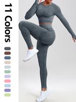 Women's Ruched Tee & Hip Lifting High Waist Sports Leggings, Long Sleeve Cup Bra & Skinny Pants Yoga Pants Two Piece Sets Tra...