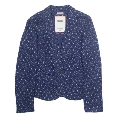 HILFIGER DENIM Womens Blazer Jacket Blue Floral M
