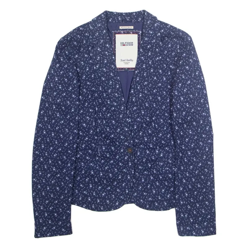 HILFIGER DENIM Womens Blazer Jacket Blue Floral M