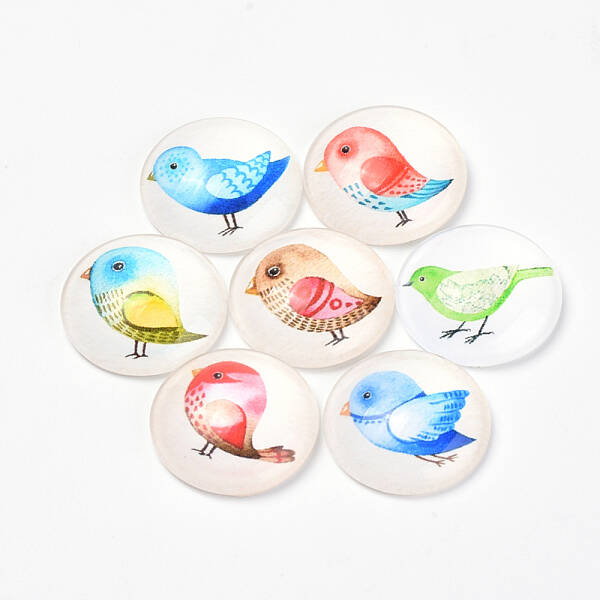 Printed Glass Flat Back Cabochons