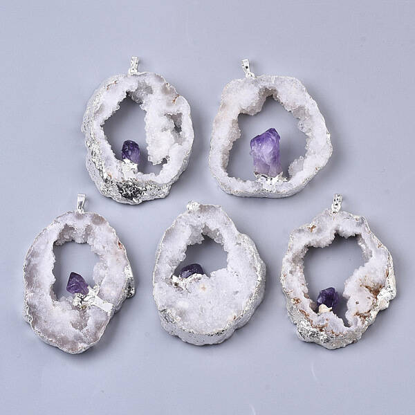 Natural Druzy Agate Big Pendants