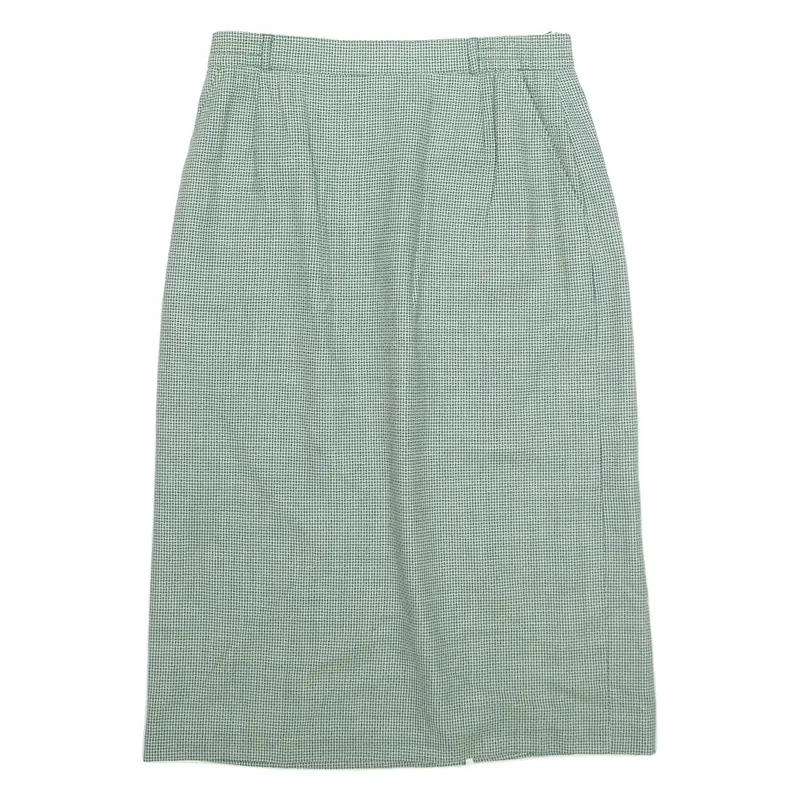 DEL MOD Womens Pencil Skirt Green Knee Length Wool Crazy Pattern UK 10