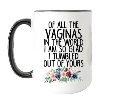 Of All The Vaginas In The World So Glad I Tumbled Out Of Yours Mug, Funny Mug, Mother's Day Gift, Birthday Gift For Mom, Nove...