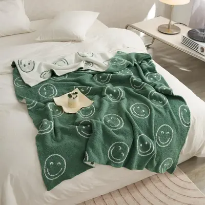 Bedroom Decor Smile Face Pattern Throw Blanket, Casual Soft Warm Nap Blanket, Comfortable Throw Blanket For Home Couch Bed So...