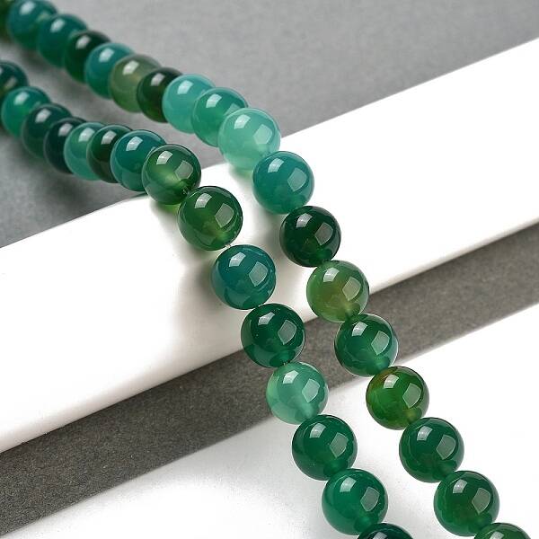 Natural Green Onyx Agate Dyed & Heated Round Bead Strands