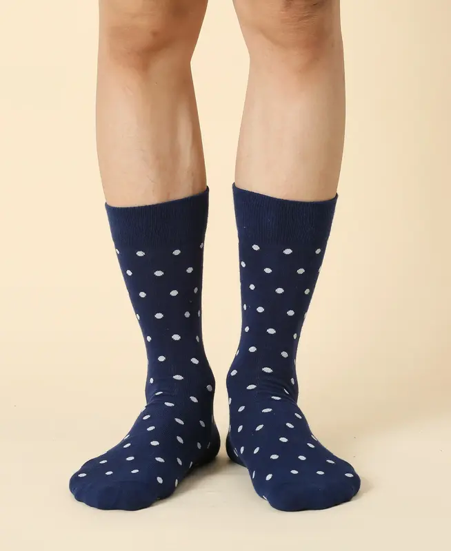 Men's Polka Dot Navy Crew Sock