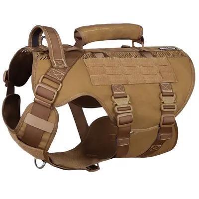 Durable Large Dog Harness with Mesh Breathable Design, Attached Lifting, Military Molle Vest & 39g Metal Buckle for Training,...