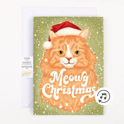 Endless Meowy Christmas Card with Glitter