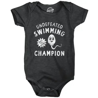 Undefeated Swimming Champion Baby Bodysuit Funny Sperm Joke Jumper for Infants Funny Baby Onesies Funny Sarcastic Onesie Nove...