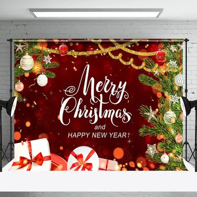 Aperturee Red Green Merry Christmas Happy New Year Backdrop | Xmas Backdrop | Christmas Scenic Backgrounds | Christmas Backdr...