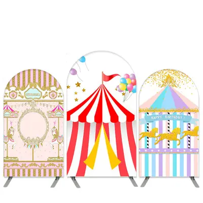 Aperturee Circus Theme Carousel Arch Backdrop Kit For Birthday | Diy Chiara Backdrop Cover | Circle Arch Backdrop Diy | Custo...