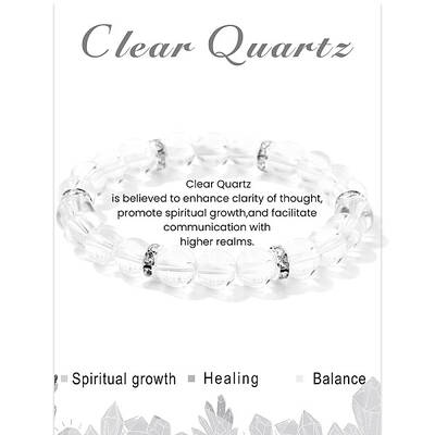 Natural Quartz Crystal Round Beaded Stretch Bracelets for Women Men
