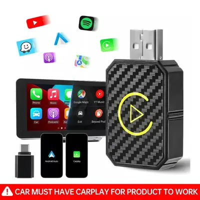 Wireless CarPlay Adapter for Factory Wired Cars from 2016 Onwards - 2-in-1 Wireless CarPlay & Android Auto Adapter