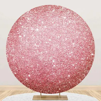 Simple Rose Gold Glitter Round Birthday Backdrop - Aperturee