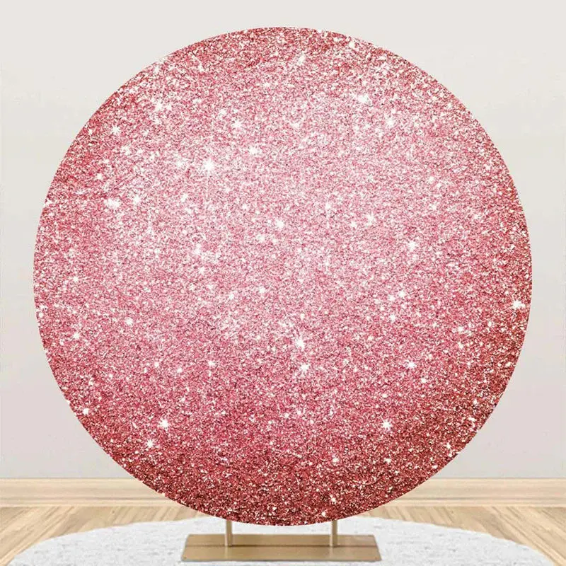 Simple Rose Gold Glitter Round Birthday Backdrop - Aperturee