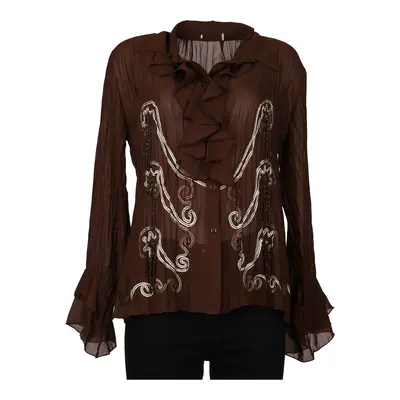 Unbranded Shirt - XL Brown Silk Blend