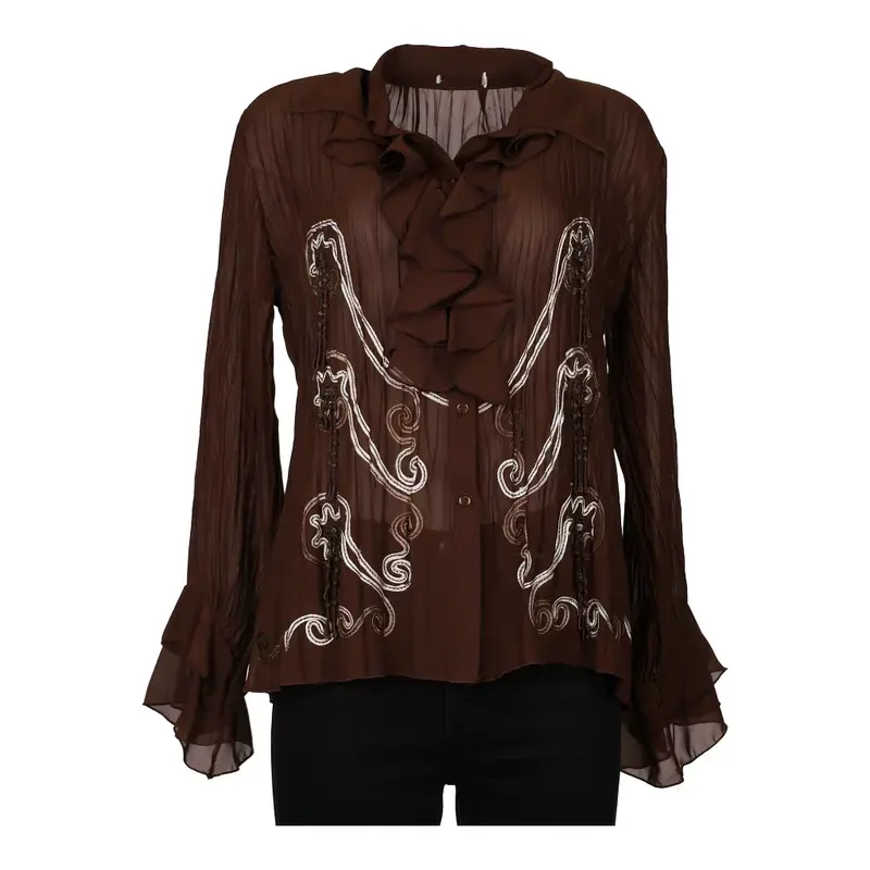 Unbranded Shirt - XL Brown Silk Blend