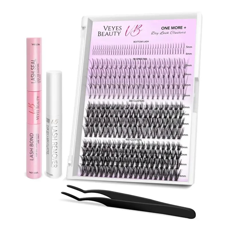 VEYESBEAUTY XpertVolume Lash Kit DIY Lash | Bottom Lash | 7D 20D Clusters | One More+ Lashes Natural Individual Extensions Ey...
