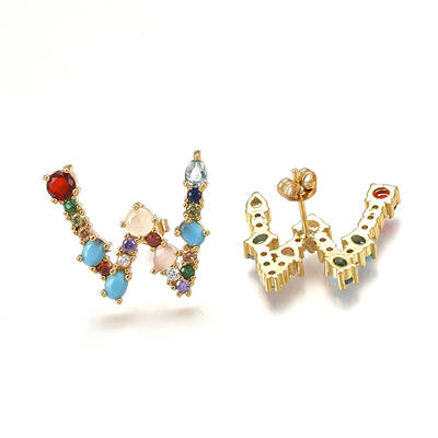 (Jewelry Parties Factory Sale)Brass Micro Pave Cubic Zirconia Ear Studs