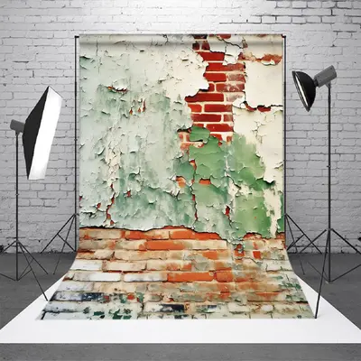 Retro Plaster Shabby Red Brick Wall Photo Backdrop - Aperturee