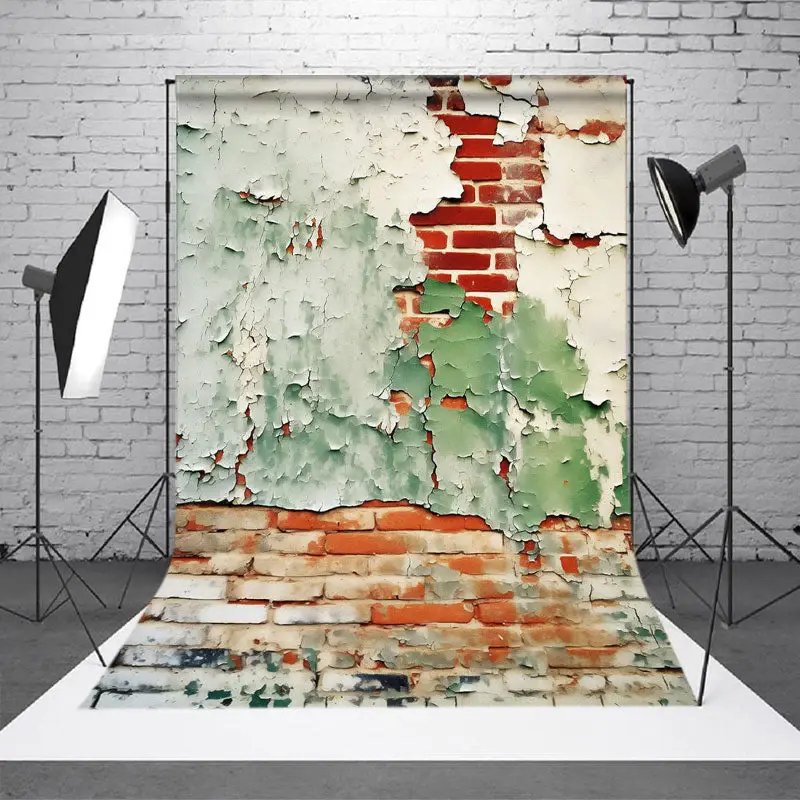 Retro Plaster Shabby Red Brick Wall Photo Backdrop - Aperturee