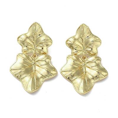 Rack Plating Brass Leaf Dangle Stud Earrings