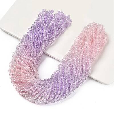 Transparent Painted Glass Beads Strands