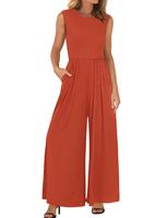 BTFBM Women's Casual Jumpsuit Dressy 2025 Summer One Piece Outfit Knit Wide Leg Sleeveless Romper #Outdoorfun