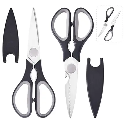 2-Pack Stainless Steel Kitchen Scissors - Multi-Purpose Shears and Detachable Kitchen Scissors for Everyday Use - Comfortable...