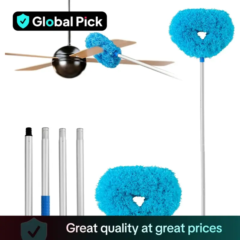Ceiling Fan Cleaner Duster with Extension Pole, 1 Set Dust Removal Brush, Removable and Washable Microfiber Ceiling and Fan D...