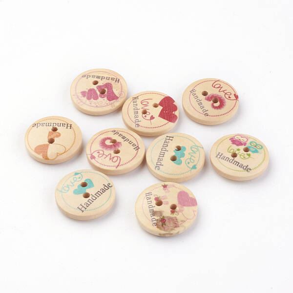 2-Hole Printed Wooden Buttons