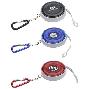 150 Customized Round Retractable 5' Tape Measure with Carabiner - ...