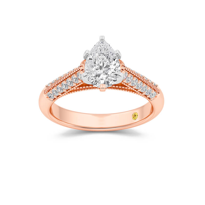 Storm Knife Edged Cathedral Pear Shape Lab Grown Diamond Engagement Ring | 10K Rose Gold 2 3/4 CT. TW.