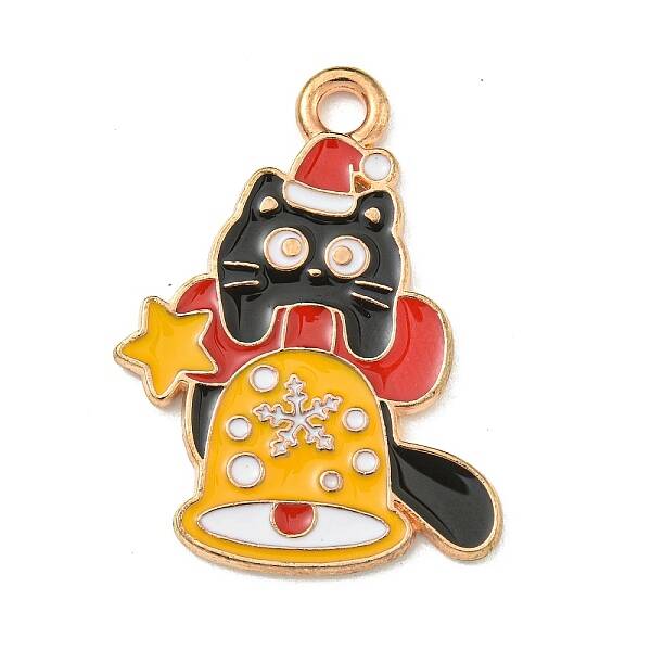 Christmas Kitty Alloy Enamel Pendants