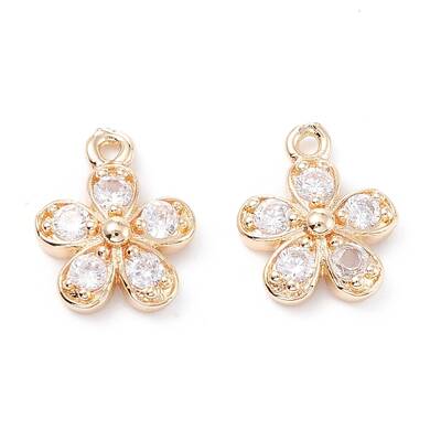 Rack Plating Brass Cubic Zirconia Charms