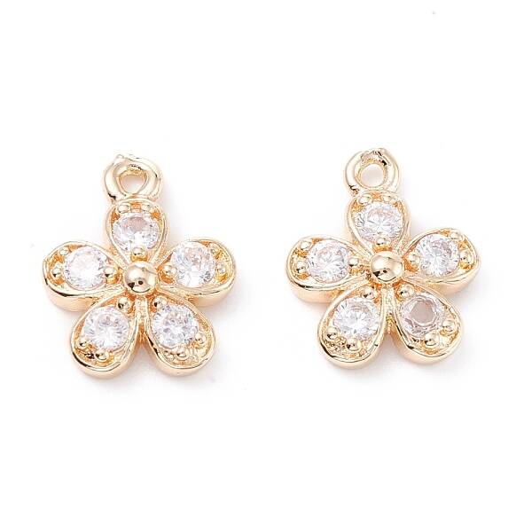 Rack Plating Brass Cubic Zirconia Charms