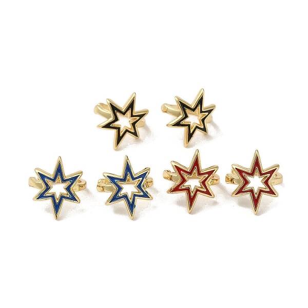 Rack Plating Brass Enamel Star Cuff Earrings for Women