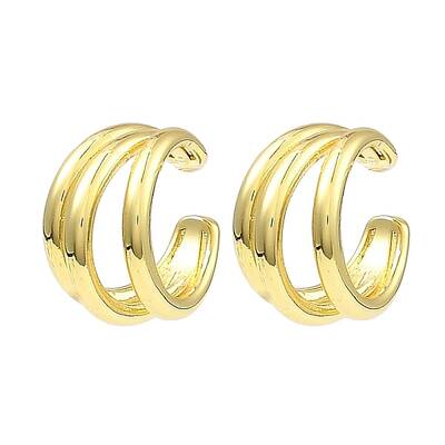 Rack Plating Brass Triple Layer Cuff Earrings