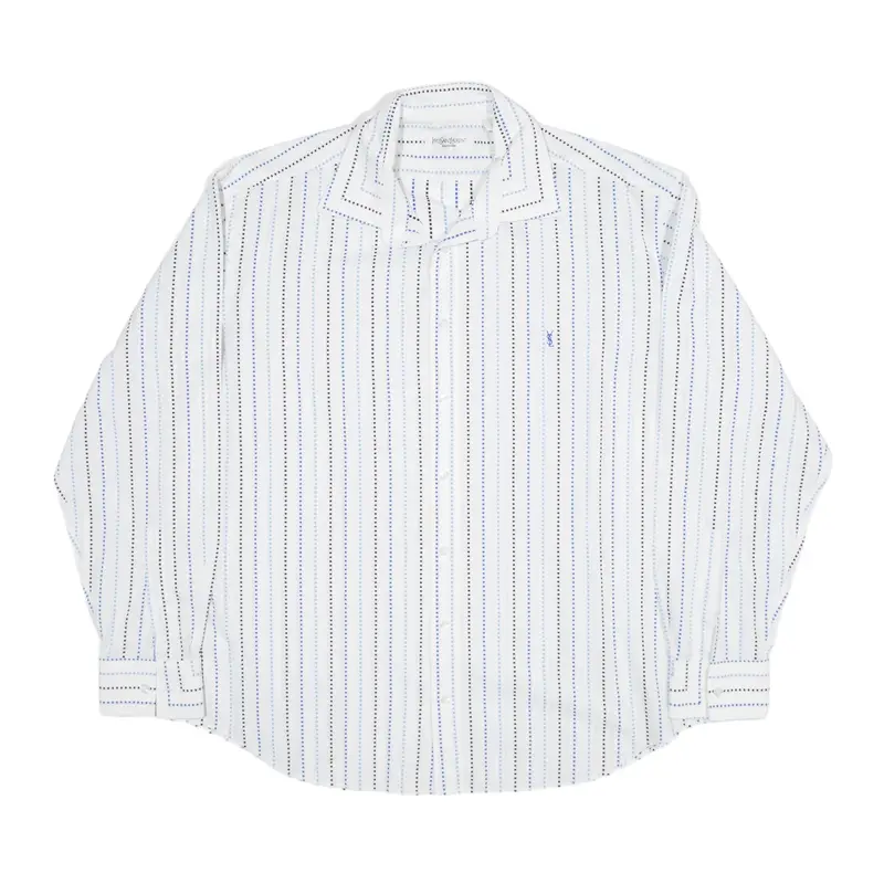 YVES SAINT LAURENT Shirt White Striped Long Sleeve Mens 2XL