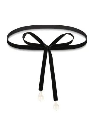 Bolo Bow Pearl Necklace | Color: Burgundy