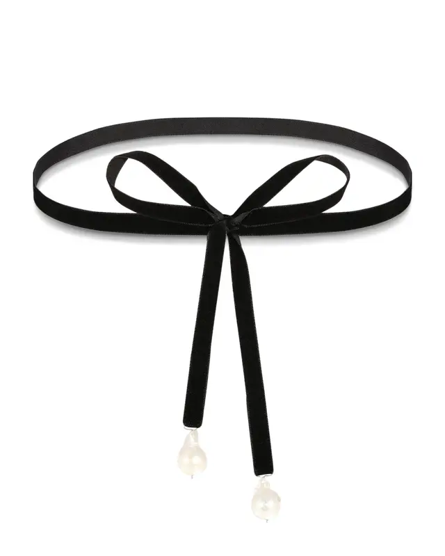 Bolo Bow Pearl Necklace | Color: Burgundy