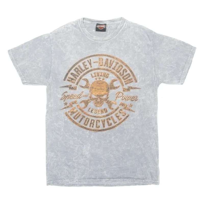 HARLEY DAVIDSON Mens Biker T-Shirt Grey S