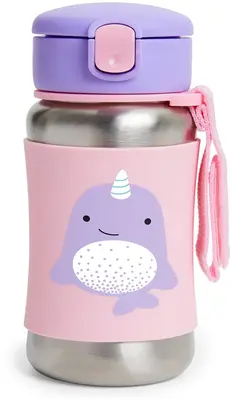 Skip Hop Zoo Straw Stainless Steel Water Bottle with Straw Narval 12 Months+ 350ml