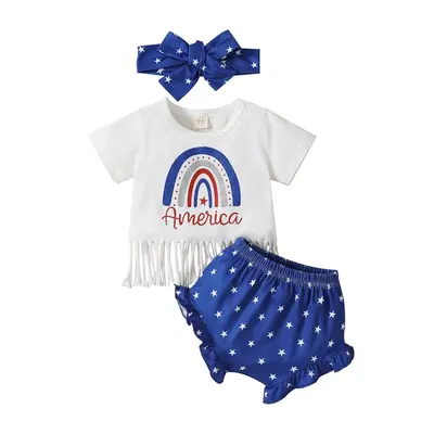 Baby Girl Toddler Jumpsuit Shorts Outfit Blue Pants Sets #springtok